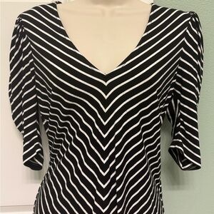 Frame Denim Black and White Chevron Blouse